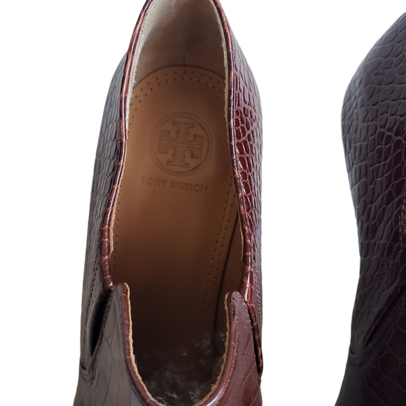 Tory Burch Size 9 Brown Georgina Crocodile Loafer Bootie - Picture 11 of 12